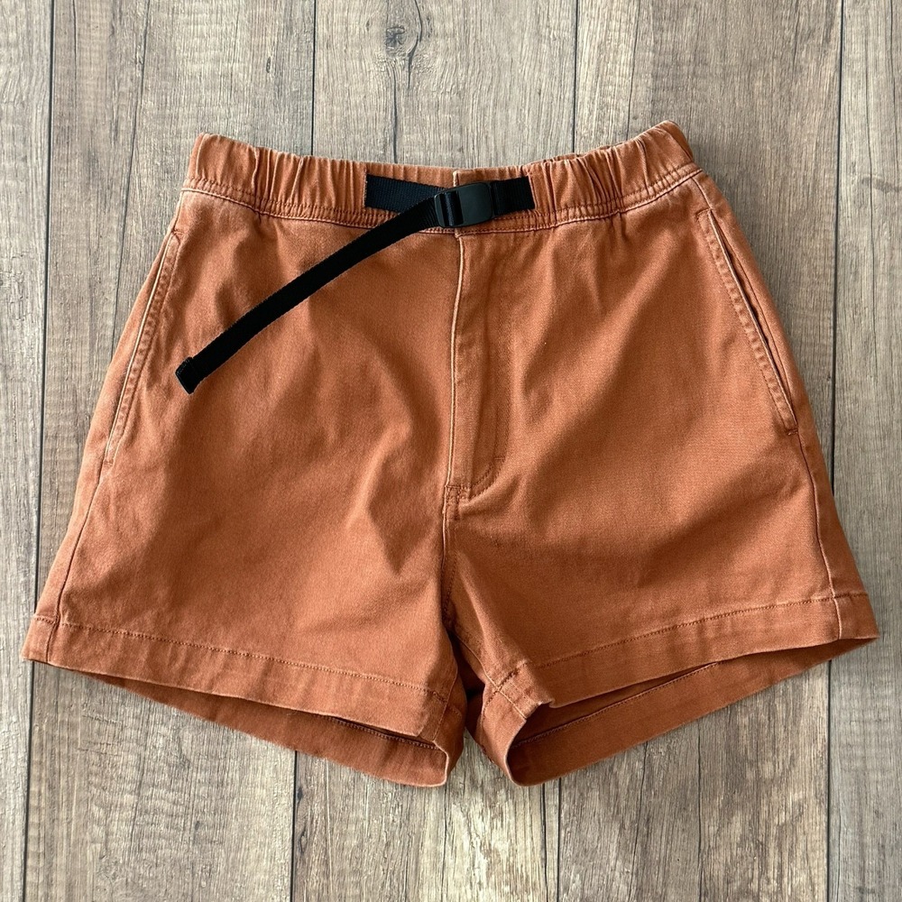 Topo Designs Shorts Womens XS Rust Orange Organic Cotton Belted Hiking Outdoors